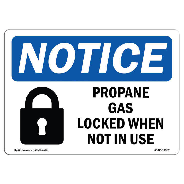SignMission Propane Cage Locked When Not in Use Sign with Symbol Wayfair